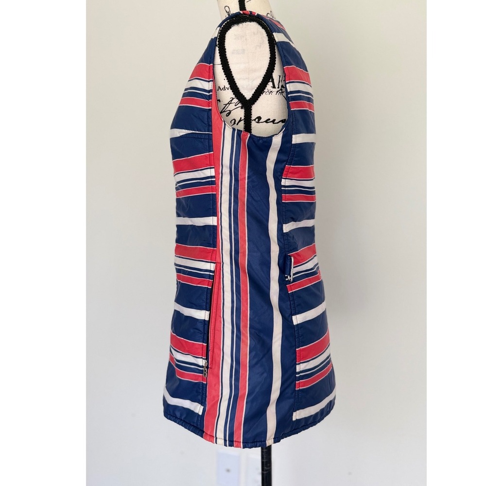 Bogner Vintage Striped Puffer Vest Red White Blue Nylon Zip Front Size 12/40 - Picture 13 of 15